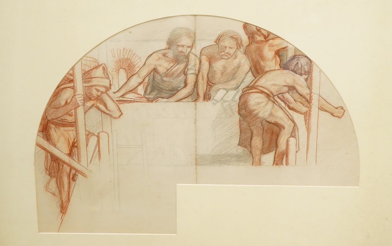 Harry Mileham (1875-1957), Figural study, unsigned, sanguine chalk and pencil study, 45 x 65cm